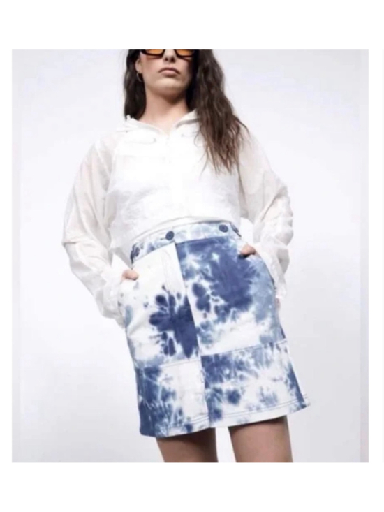 Wildfang Dresses & Skirts - ‼️🙌‼️NWT Wildfang Essential Cotton Blue & White Tie Dye Mini Skirt Size Small